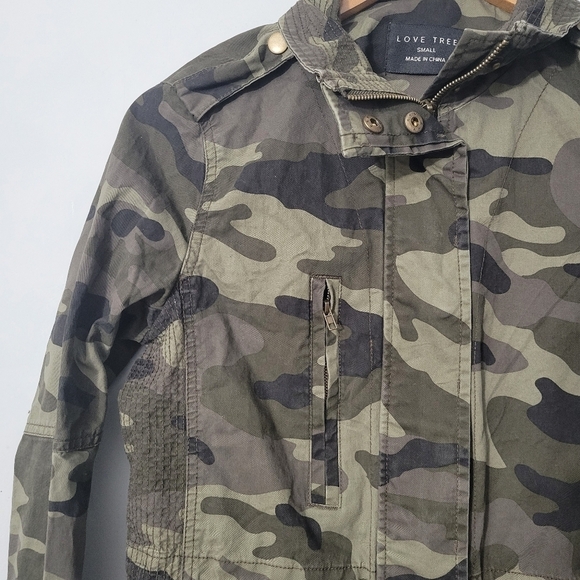 Love Tree Green Camo Full Zip Utility Jacket - Picture 6 of 11